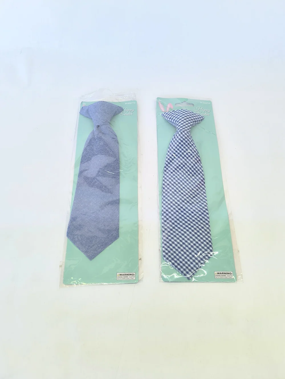 CHILD Blue Clip On Patterned Ties Solid and Gingham Set Of 2